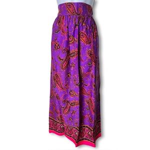 Vintage Women’s Handmade Paisley Psychedelic Maxi Skirt Purple Pink Groovy Sz XS